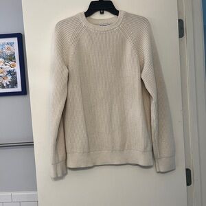 Old Navy Crew Neck Cream Knit 100% Cotton Sweater size M